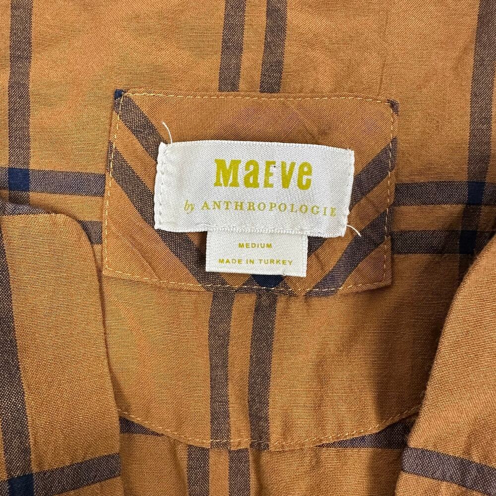 Maeve by Anthropologie Sumerset Camel Plaid Tiered Maxi Dress M Prairie Fall - Picture 4 of 16
